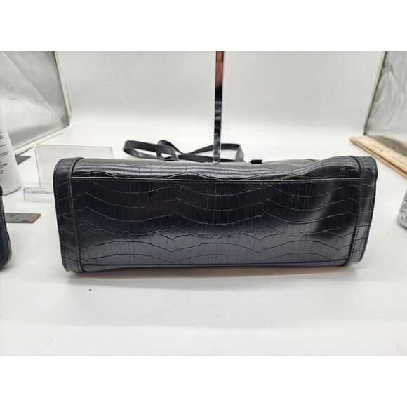 Black Crocodile-Embossed Patent Leather Tote Bag By Maggie Barnes - Picture 3 of 6